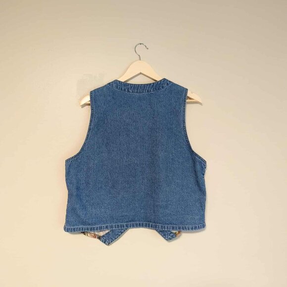 Vintage Tapestry and Denim Button-up Vest - Picture 3 of 3